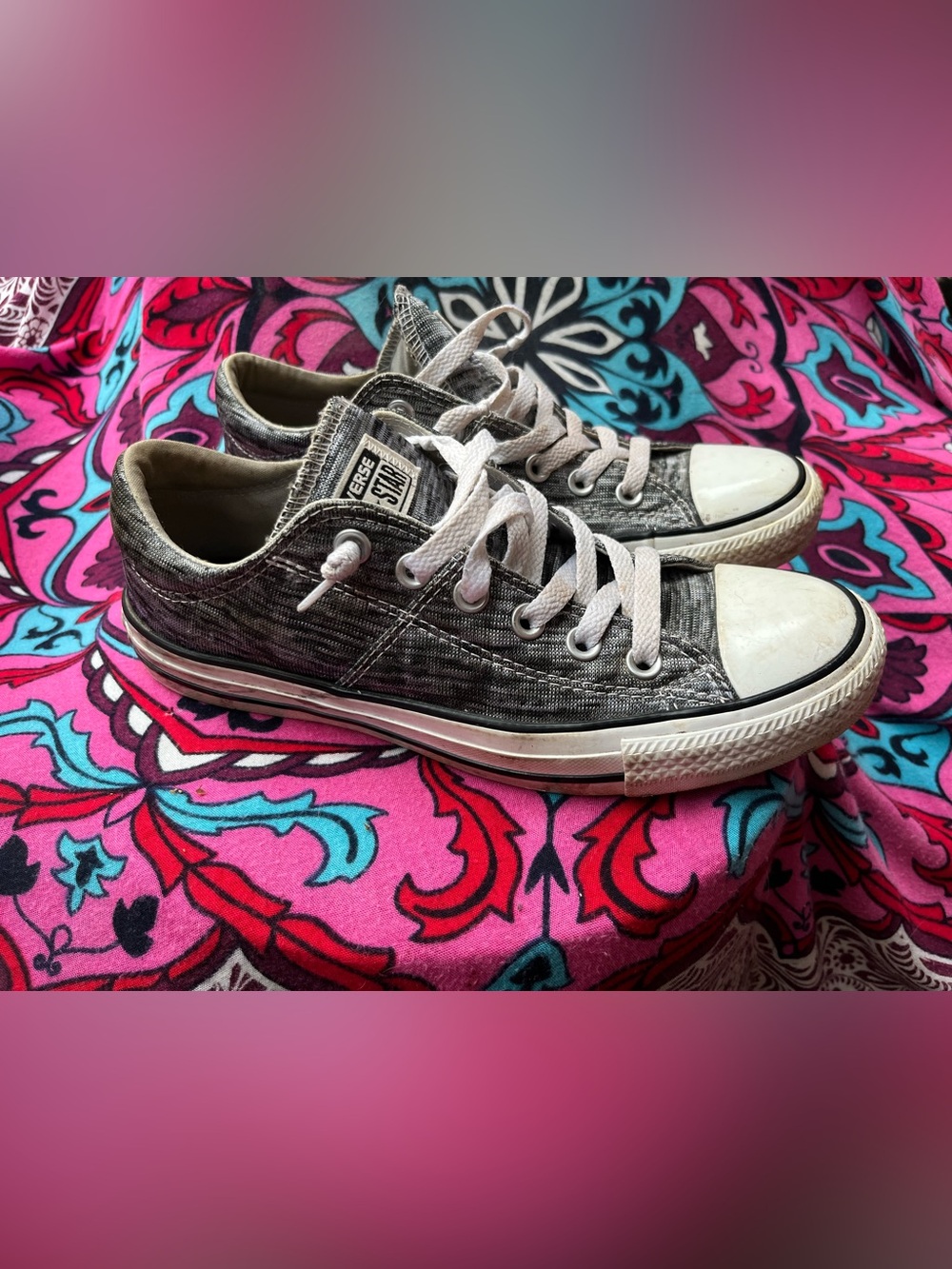 Converse Low Top Sneakers in Gray with White Accents
